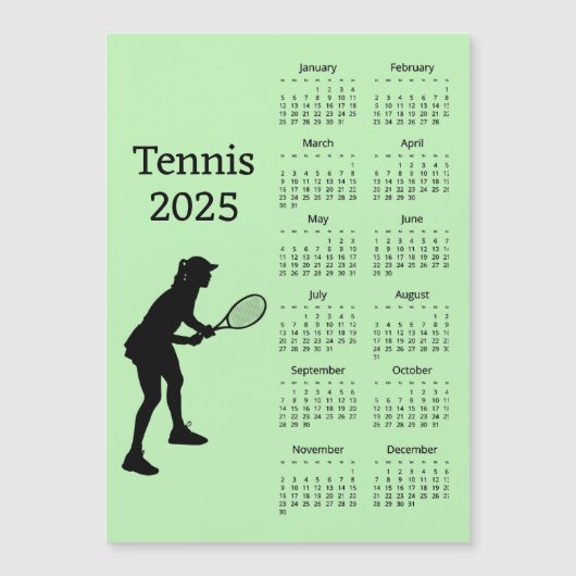 Carte magnétique Calendrier Tennis 2025 (Devant)