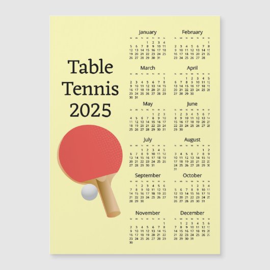Carte magnétique Calendrier Tennis 2025 (Devant)