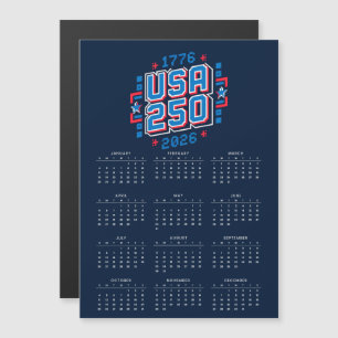 Carte Magnétique Calendrier USA 250 – 1776 à 2026 Pixel Art