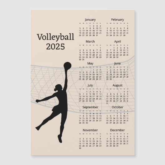Carte magnétique Calendrier Volleyball 2025 (Devant)