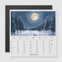 Calendrier zodiacal de février avec phases lunaire