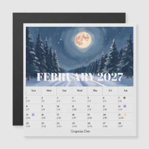 Carte Magnétique Calendrier zodiacal de février avec phases lunaire