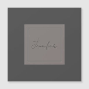 Carte Magnétique Calligraphie Élégante Plaque Simple Nom Gris