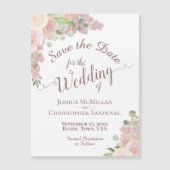 Carte Magnétique Calligraphie florale Boho rose Enregistrer l'aiman (Devant)