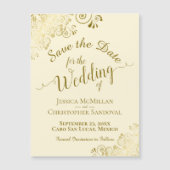 Carte Magnétique Calligraphie or sur crème Enregistrer l'aimant Dat (Devant)