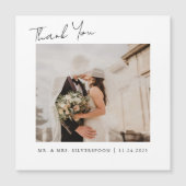 Carte Magnétique Calligraphie Script Mariage Photo Merci magnétique (Devant)