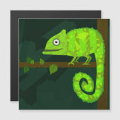 Carte Magnétique Caméléon vert mignon (Devant / Derrière)