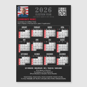 Carte Magnétique Campagne politique QR Code 2026 Calendrier magnéti