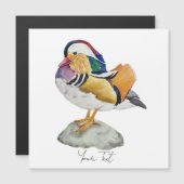 Carte Magnétique Canard Mandarin Aquarelle (Devant / Derrière)