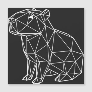 Carte Magnétique Capybara Géométrique Blanc Style Origami Minimalis