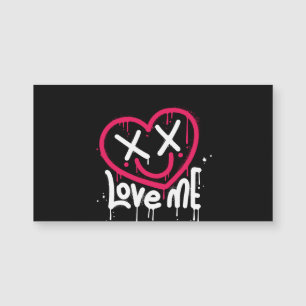 Carte Magnétique caractère de coeur avec yeux morts et sourire pulv