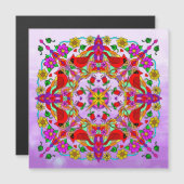 Carte Magnétique Cardinal et fleurs Mandala (Devant / Derrière)