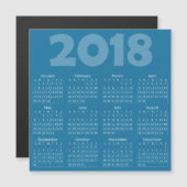 Carte magnétique Carré Calendrier 2018 Bleu (Devant / Derrière)