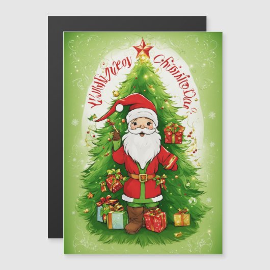 Carte Magnétique "Carte de Noël classique" (Devant / Derrière)