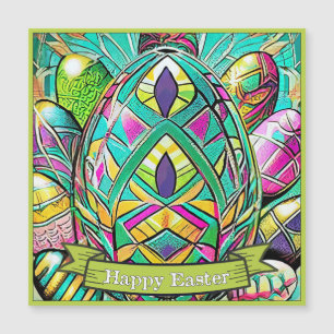 Carte Magnétique Carton couleur Motif de Pâques avec Oeufs de Pâque