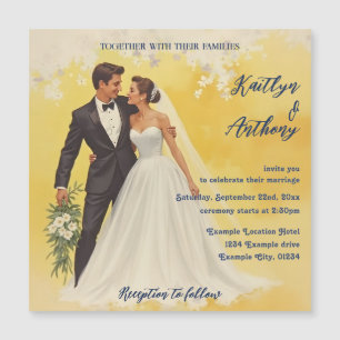 Carte Magnétique Carton d'invitation de mariage vintage style Belle