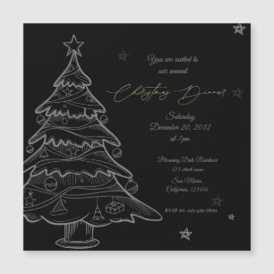 Carte Magnétique Carton d'invitation pour dîner au sapin de Noël su