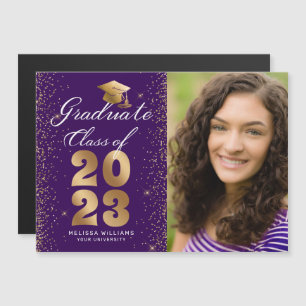 Carte Magnétique Casquette de script moderne violet or Parties scin