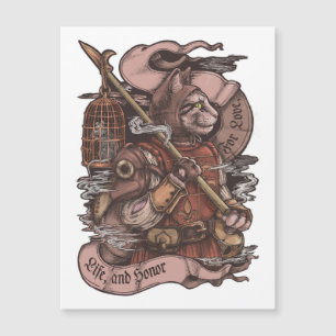 Carte Magnétique Cat Knight vintage impression