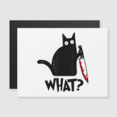 Carte Magnétique Cat What_ Funny Black Cat (Devant / Derrière)