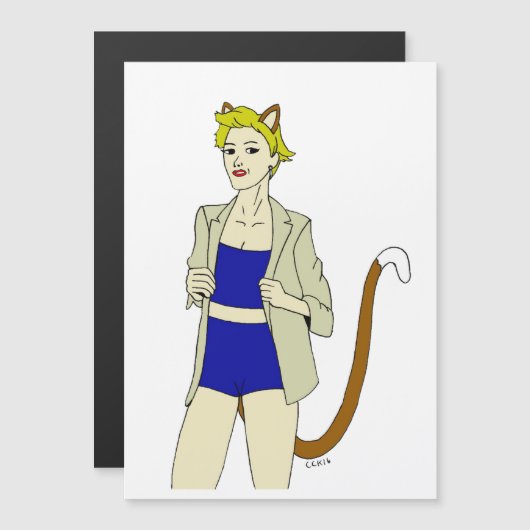 Carte Magnétique catgirl (Devant / Derrière)