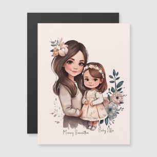 Carte Magnétique Caution adorable mère et fille (3)