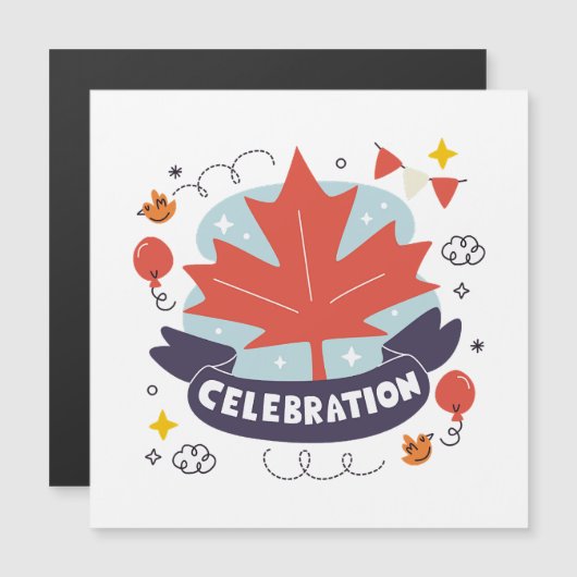 Carte Magnétique Célébration festive de la feuille d'érable (Devant / Derrière)
