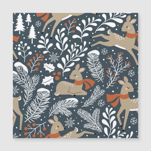 Carte Magnétique Cerf de Noël Vintage, design festif (Devant)