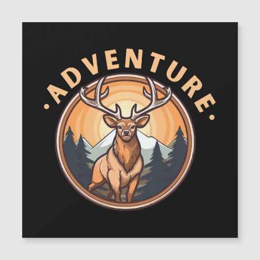 Carte Magnétique Cerf - Faune - Camping - Aventure (Devant)