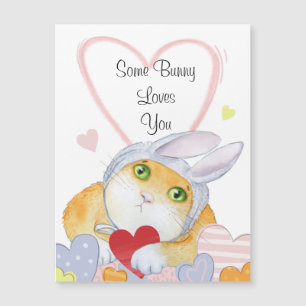 Carte Magnétique Certains Bunny T'Aime Mignonne Aquarelle