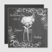 CARTE MAGNÉTIQUE CHALKBOARD MASON JAR GARDEN MARIAGE (Devant / Derrière)