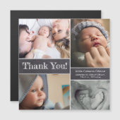 Carte Magnétique Chalkboard Photo Collage Baby boy Douche Merci (Devant / Derrière)