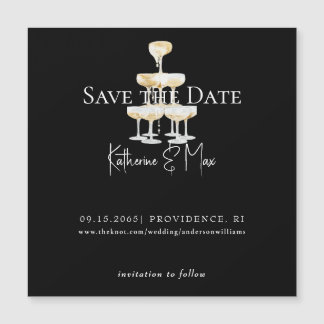 Carte Magnétique Champagne Black Wedding Save the Date Magnetic