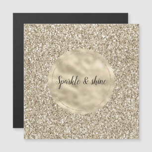 Carte Magnétique Champagne Gold Glitzy Parties scintillant