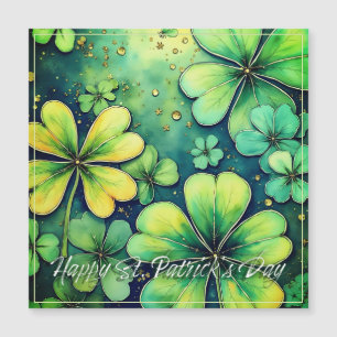 Carte Magnétique Chance de la Saint Patrick - Shamrocks d'aquarelle