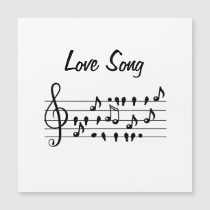 Carte Magnétique Chanson d'amour Oiseaux Notes Art Noir Blanc