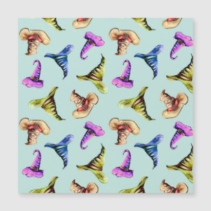 Carte Magnétique Chapeaux anciens aquarelle : fond bleu.