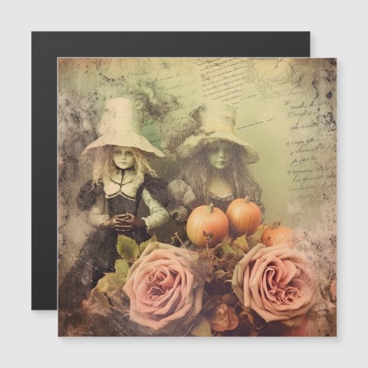 Carte Magnétique Chariot Halloween vintage (1) (Devant / Derrière)