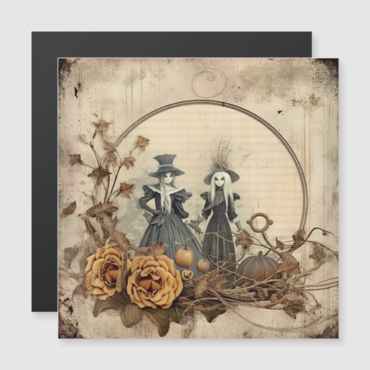 Carte Magnétique Chariot Halloween vintage (12) (Devant / Derrière)