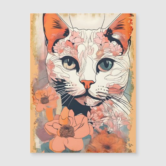 Carte Magnétique Chat Artistique (Devant)