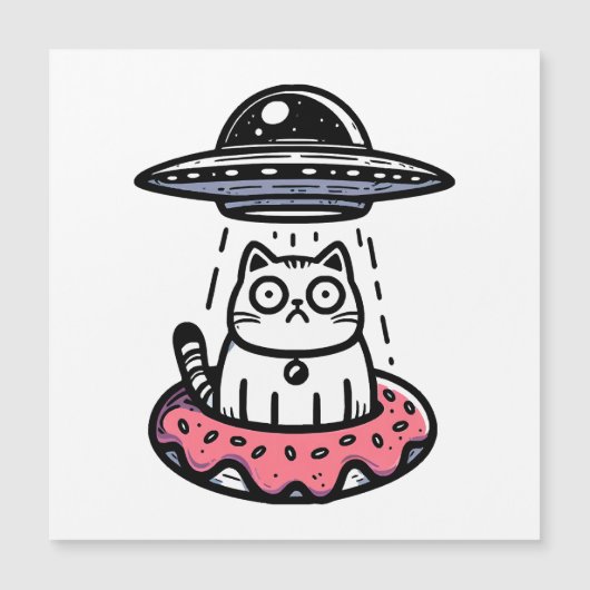 Carte Magnétique Chat beignet OVNI (Devant)