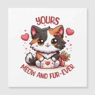 Carte Magnétique Chat calico adorable pour la Saint-Valentin