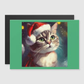 Carte Magnétique Chat de Noël 2 (Devant / Derrière)