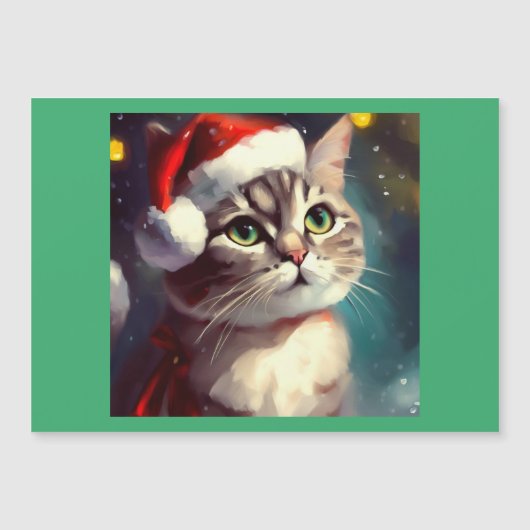 Carte Magnétique Chat de Noël 2 (Devant)