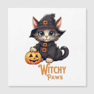 Carte Magnétique Chat d'Halloween aux pattes ensorcelées