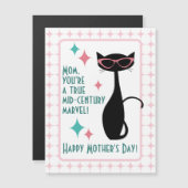 Carte Magnétique Chat du milieu du siècle, Joyeuse fête des mères (Devant / Derrière)