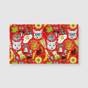 Carte Magnétique Chat et oeuf sur le rouge