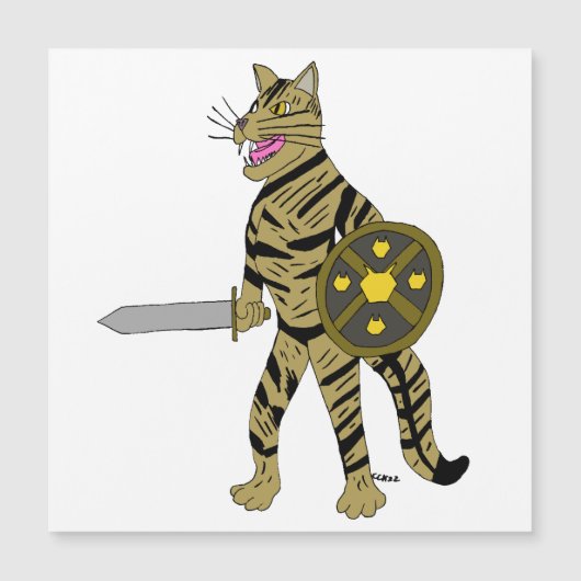 Carte Magnétique Chat guerrier (Devant)