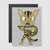 Carte Magnétique Chat guerrier Chibi (Devant / Derrière)