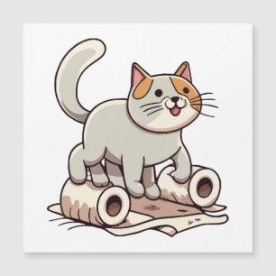 Carte Magnétique Chat Jouer avec du papier toilette